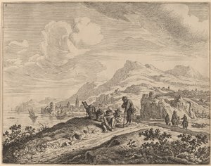Kilátás a Rajna folyóra alkotó: Jan van Aken after Herman Saftleven