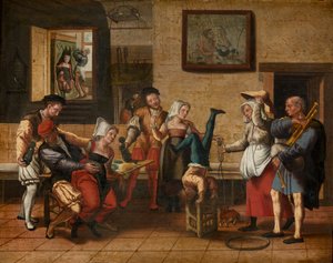 Pub jelenet (olaj, fa) alkotó: Jan van Amstel