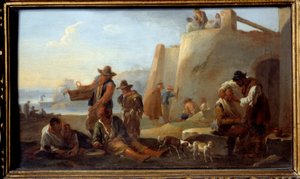 A nápolyi borbély. Jan Miel festménye (1599-1663) Ec. Nagyzolás.