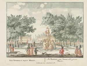 A Vénusz-kút a Het Loo palota nagy kertjében Olvassa el a Gesichte van het Famous Loot, mint a többi királyi házat (sorozat címe) Admirandorum quadruplex spectaculum (sorozat címe)