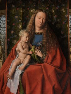 Részlet a Szűzanya és gyermeke képéből Donatian és George szentekkel, valamint Joris van der Paele kanonokkal, 1436 körül (olaj, fa) alkotó: Jan van Eyck