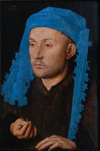 Portréja egy férfi kék kísérővel Férfi gyűrűvel alkotó: Jan van Eyck