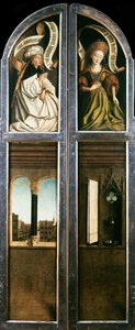 A genti oltárkép. A misztikus bárány imádata: Íves ablak kilátással..., 1432. alkotó: Jan van Eyck