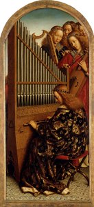 A genti oltárkép. A misztikus bárány imádása: Muzsikáló angyalok, 1432. alkotó: Jan van Eyck