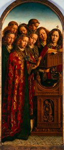 A genti oltárkép. A misztikus bárány imádása: Éneklő angyalok, 1432. alkotó: Jan van Eyck