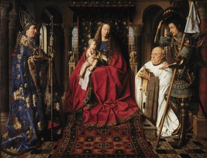 A Madonna van der Paele kanonokkal, 1436 alkotó: Jan van Eyck