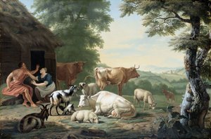 Árkádiai táj pásztorokkal és szarvasmarhákkal alkotó: Jan van Gool