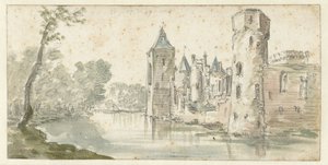 Kilátás az Egmond kastélyra alkotó: Jan van Goyen (possibly)