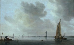 Horgászcsónakok egy torkolatnál alkotó: Jan van Goyen