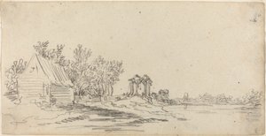 Folyói táj egy távoli híddal alkotó: Jan van Goyen