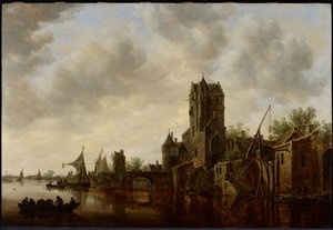 Folyóparti táj a Pellecussen-kapuval Utrecht közelében alkotó: Jan van Goyen