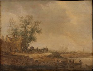 Megálló a fogadó előtt alkotó: Jan van Goyen