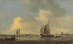 Kilátás a Merwede folyóra és a Huis te Merwede romjaira; a háttérben Dordrecht alkotó: Jan van Goyen