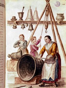 Mesterségek: a harangkészítő akvarellrajz és tus Jan van Grevenbroeck (vagy Giovanni Grevembroch (Grevenbroch) (1731-1807) kéziratából alkotó: Jan van Grevenbroeck