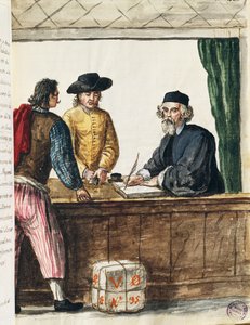 Kiváló kereskedő, illusztráció a Velencei viseletek illusztrált könyvéből, Jan Grevenbroeck (1731-1807), akvarell, Olaszország alkotó: Jan van Grevenbroeck