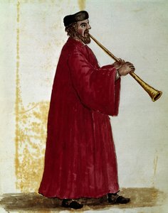 Fuvola Akvarellrajz és tus Jan van Grevenbroek (vagy Giovanni Grevenbroich (Grevenbroich) (1731-1807) „Velencek szokásai” című kéziratából alkotó: Jan van Grevenbroeck