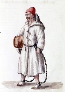 Galerian a 17-18. századból. Akvarell rajz és tus Jan van Grevenbroek (vagy Giovanni Grevenbroich (Grevenbroich) (1731-1807) „A velencei szokások” című kéziratából alkotó: Jan van Grevenbroeck
