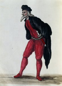 Pantaloon, Velence kereskedője, illusztráció a szinte minden korosztályú velenceiek jelmezeiből, szorgalmasan gyűjtötték és festették a 18. században, Giovanni di Grevembroch (1731-1807)