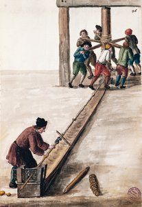 Feldolgozó rudak menta illusztrációhoz a Velencei viseletek illusztrált könyvéből, Jan Grevenbroeck (1731-1807), akvarell, Olaszország