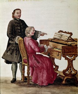 Az énekes (Az operaénekes zongorázik) Akvarell rajz és tus Jan van Grevenbroektól (vagy Giovanni Grevenbroichtól (Grevenbroich) (1731-1807)) származik alkotó: Jan van Grevenbroeck