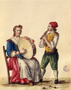 Velencei zenész (toll, tinta és wc papíron) alkotó: Jan van Grevenbroeck