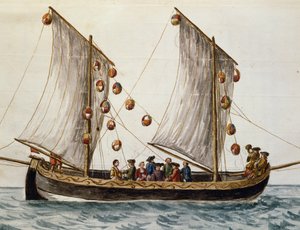 A Megváltó ünnepére kirakott velencei hajó, Jan Grevenbroeck (1731-1807), akvarell, Olaszország alkotó: Jan van Grevenbroeck