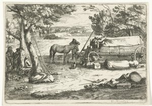 Táj kocsival és figurákkal alkotó: Jan van Huchtenburg