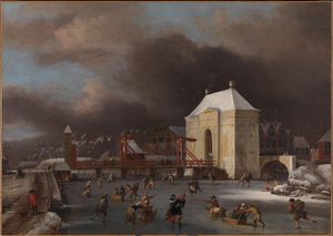 Kilátás az amszterdami Heiligewegspoortra, 1660-80 körül (olaj, vászon) alkotó: Jan van III Kessel