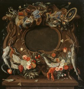 Medalion keret a négy elem allegorikus ábrázolásával alkotó: Jan van Kessel the Elder