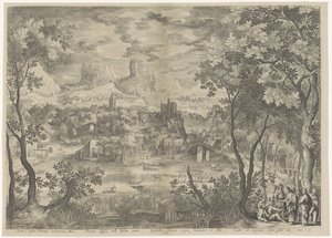Landschap találkozott Christus die een demon uitdrijft bij een stomme man Kiűzi a nyomorult Cacodaemona urat, A mítosz megszállottja, ékesszóló szavakat mond a szellemeknek. királyi
