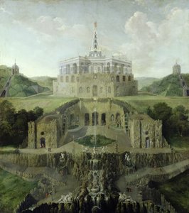 Kilátás a Riesenkopf-vízesésről a Torzvíz-barlangon át a Nyolcszögre, 1716 után