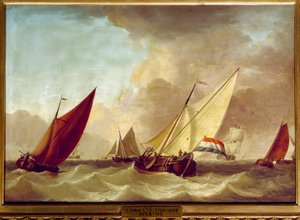 Jan van Os (1744-1808) tengeri festménye, 18. század V. 0,52 x 0,73 m