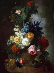 Csendélet rózsákból és delfiniumokból. Jan van Os (1744-1808) festménye. Magángyűjtemény.