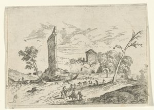 Táj római romokkal és szamárpásztorokkal alkotó: Jan van Ossenbeeck (attributed to)