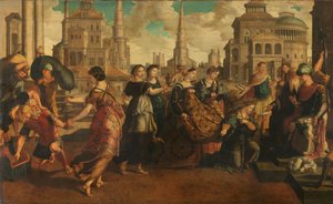 Salamon és Sába királynője alkotó: Jan van Scorel (circle of)