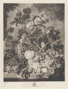 Egy gyümölcsdarab, Richard Earlom metszete, 1781 alkotó: Jan van after Huysum