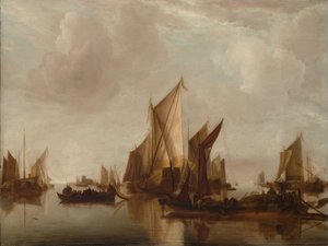 Állami jacht és egyéb hajók nyugodt vízen, kb. 1660.