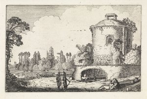 Táj egy kerek torony Tájképek (sorozat címe) Amenissimae aliquot requculae (sorozat címe) alkotó: Jan van de Velde (II)
