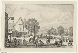 Piacnap egy városban Tájképek (sorozat címe) Amenissimae aliquot requculae (sorozat címe) alkotó: Jan van de Velde (II)