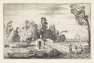 Folyói táj kőhíddal Tájképek (sorozat címe) Amenissimae aliquot requculae (sorozat címe) alkotó: Jan van de Velde (II)