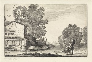 Tóbiás és az angyal egy romos tájban Tájképek (sorozat címe) Amenissimae aliquot requculae (sorozat címe) alkotó: Jan van de Velde (II)