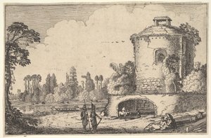 Táj kerek toronnyal, kb. 1616. alkotó: Jan van de Velde II