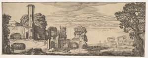 Folyókép várromokkal a Tájak és romok című filmből, kb. 1615. alkotó: Jan van de Velde II