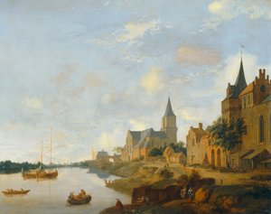 A Rajna Emmerichnél a Szent Márton-templommal ... alkotó: Jan van der (manner of) Heyden