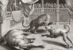 Nagy Sándor állatok harcát nézi, 16. század alkotó: Jan van der 1523 1605 after Straet