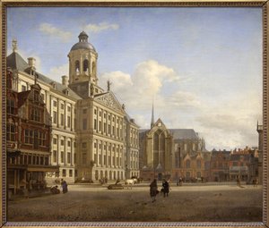 The Dam with the new city hall in Amsterdam