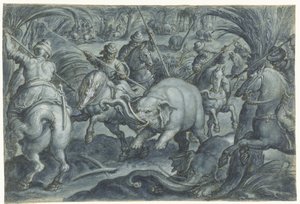 Elefántvadászat alkotó: Jan van der Straet