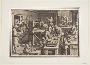 Gravírozás fémre; Gravírozók egy hajón alkotó: Jan van der Straet, called Stradanus