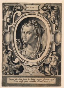 Igazságszolgáltatás (Justice), 5. lemez a "Virtutum theologicarum et cardinalium"-ból alkotó: Jan van der Straet, called Stradanus