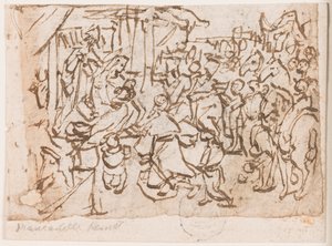 egy vázlatfüzet oldala; Mágusok imádása; Szent Kristóf és Krisztus Gyermeke alkotó: Jan van der Straet, called Stradanus